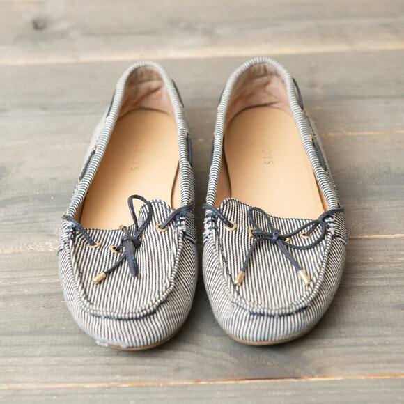 Talbots Seersucker Striped Driving Loafers Size 8 M Moccasins - Picture 2 of 13